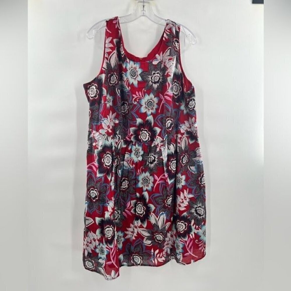 Talbots floral sleeves dress size 20WP red blue grey womens